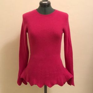 Ted Baker Size 1 Pink Tulip Edged Peplum Sweater